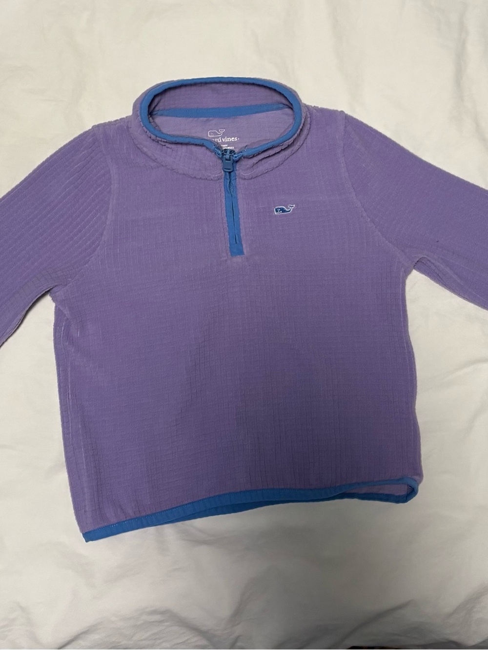 Vineyard Vines Kids Lavender Quarter-Zip Pullover with Blue Trim